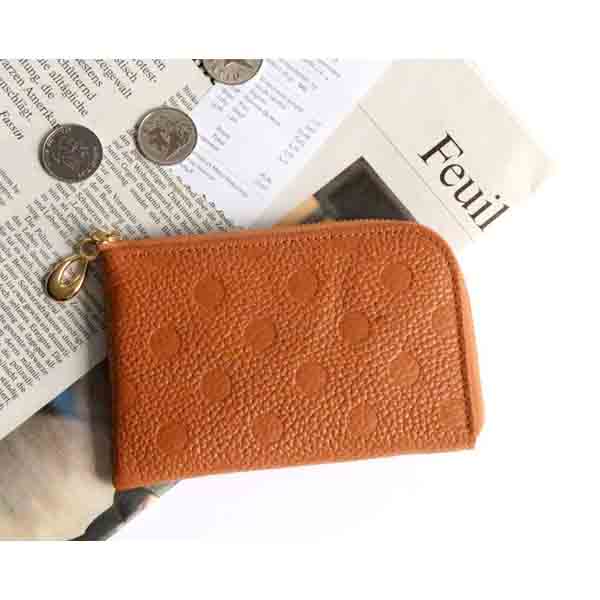 姫路レザー牛革L字ファスナーミニ財布 キャメル