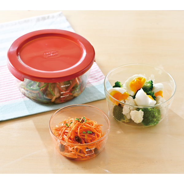 ハリオ　耐熱ガラス製保存容器丸３個セット